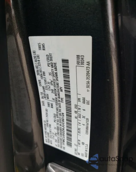 2018 Ford Escape Se из США, поврежденный, VIN 1FMCU0GD6JUC86128